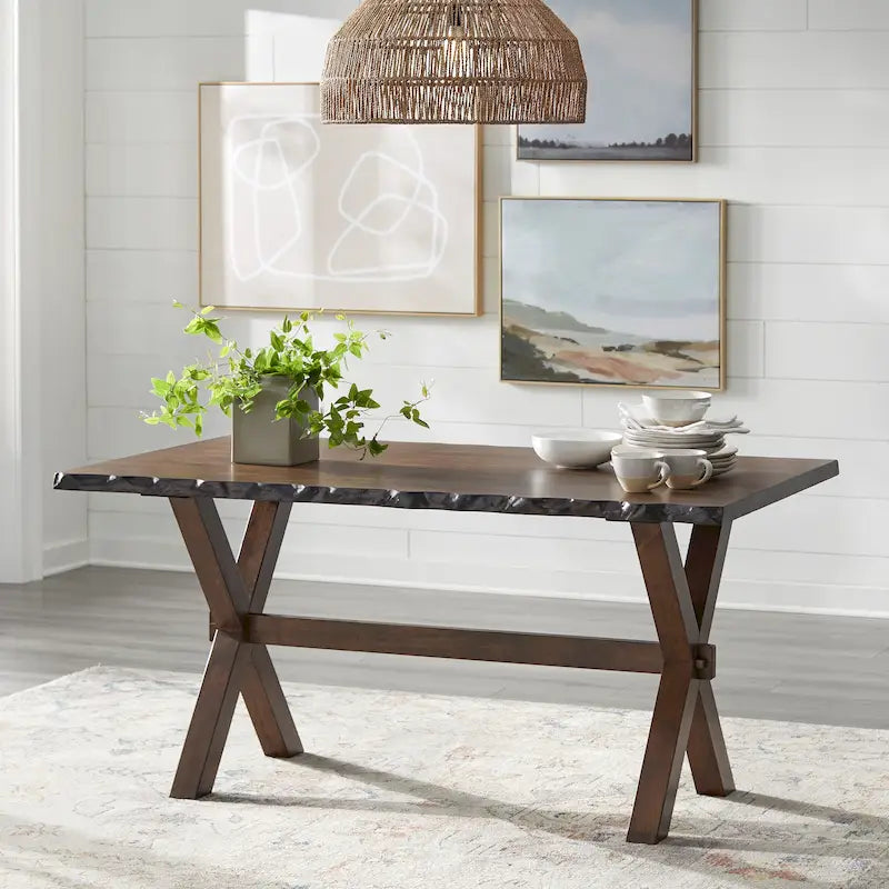 Walnut Live Edge Rubberwood Dining Table