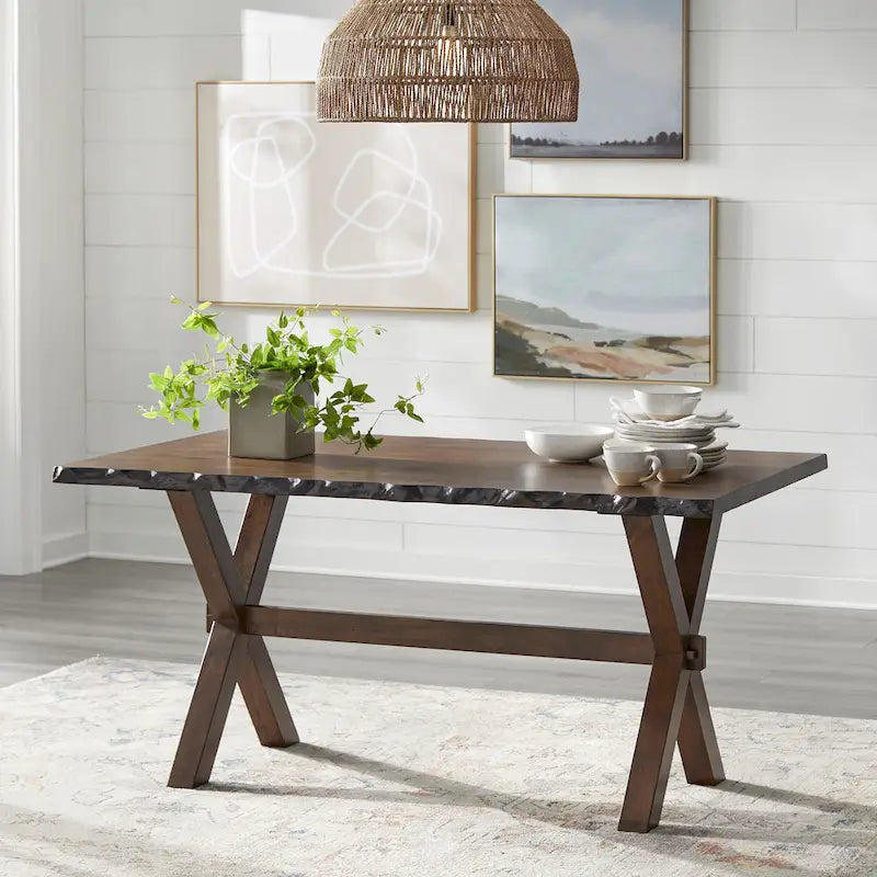 Simple Living Mandeville Live Edge Solid Wood Walnut Dining Table