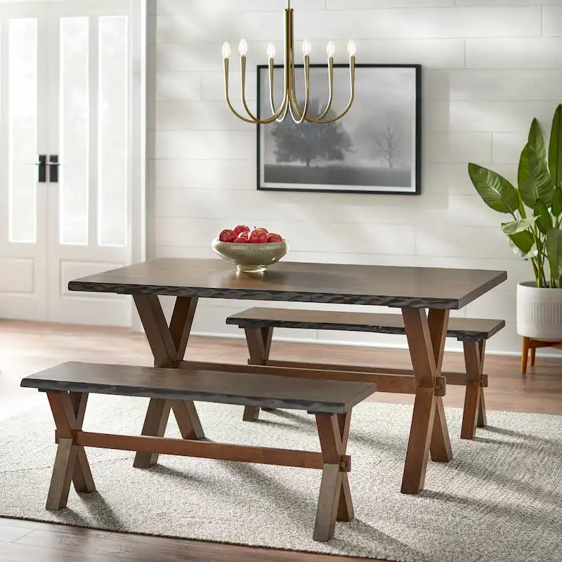 Walnut Live Edge Rubberwood Dining Table