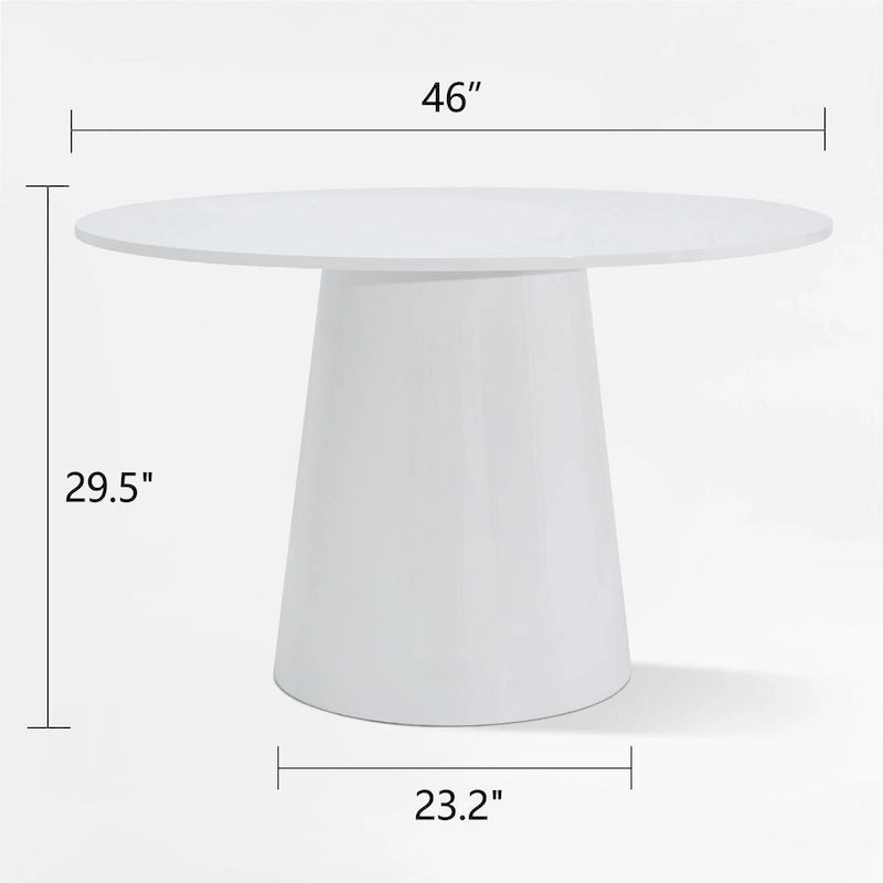 White Round Pedestal Dining Table 46-inch