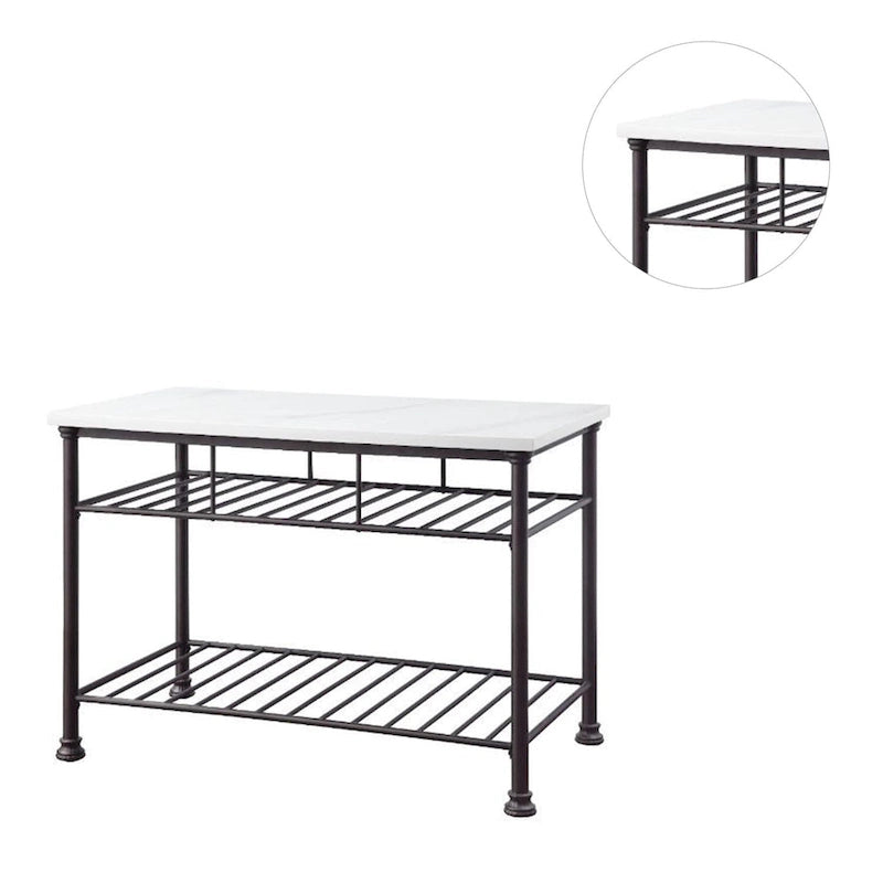 White and Gray Marble Top Kitchen Island