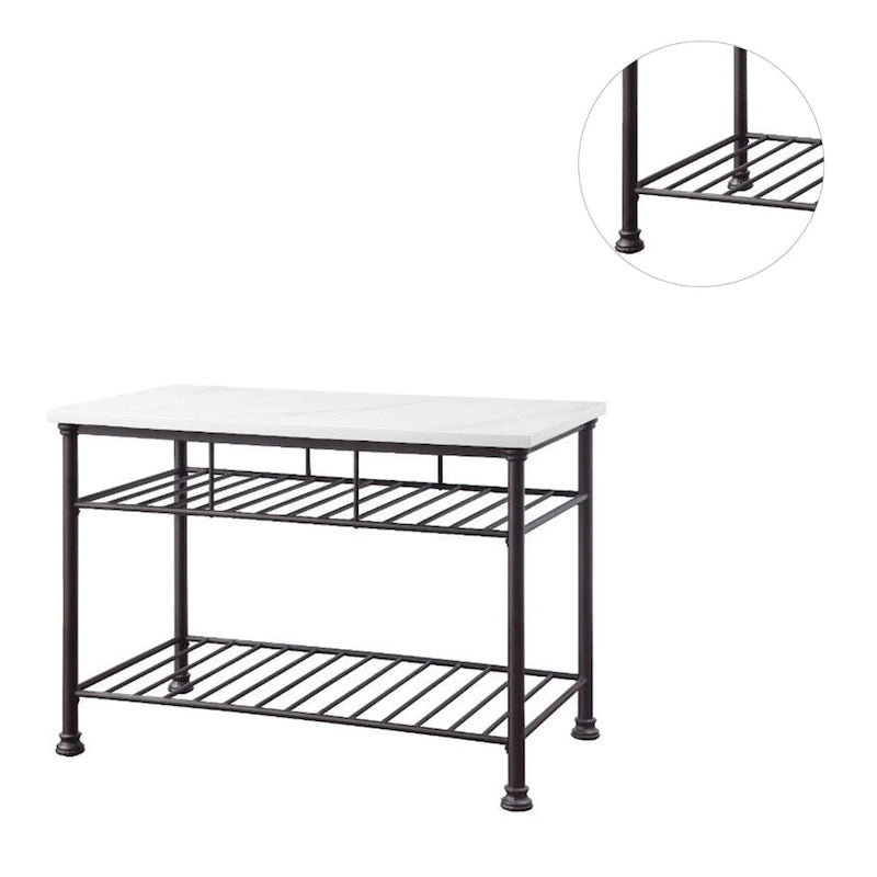 White and Gray Marble Top Kitchen Island