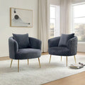 Velvet Barrel Accent Chairs with Golden Legs Set of 2