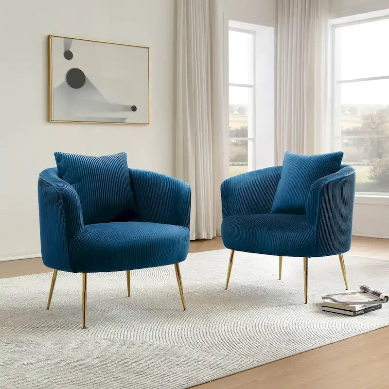 Art Leon Set of 2 Velvet Accent Side Chair with Back Cushion