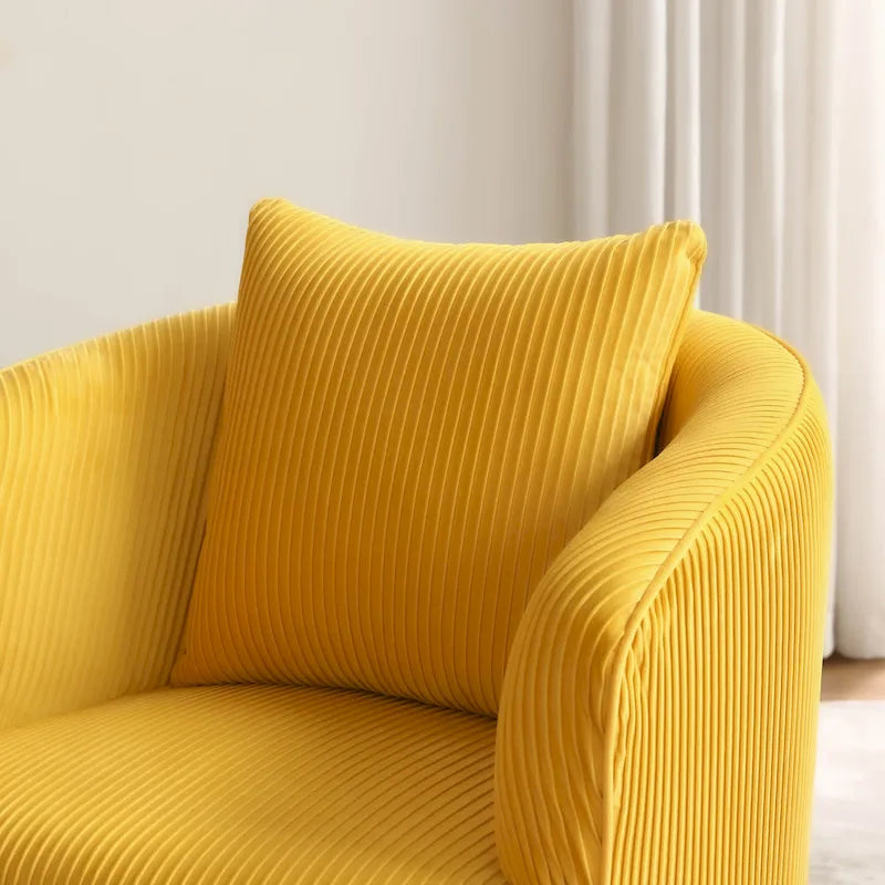 Velvet Barrel Accent Chairs with Golden Legs Set of 2