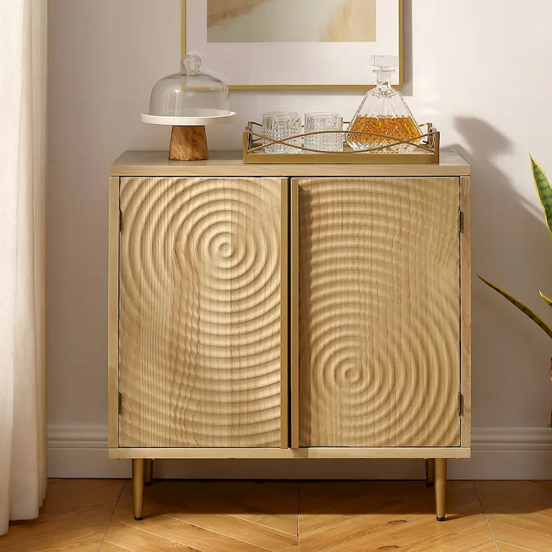 Handcrafted Wood Sideboard with 2 Doors - Mid-Century Style