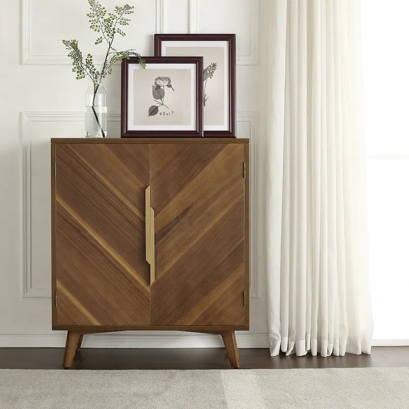 Handcrafted Wood Sideboard with 2 Doors - Mid-Century Style