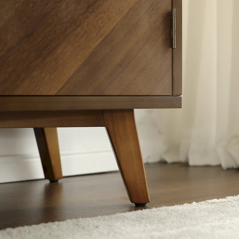 Handcrafted Wood Sideboard with 2 Doors - Mid-Century Style