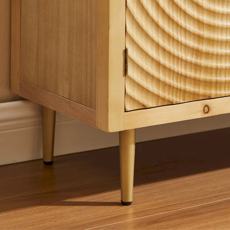 Handcrafted Wood Sideboard with 2 Doors - Mid-Century Style