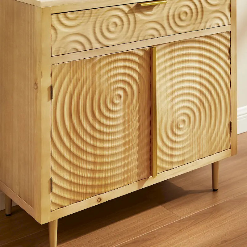 Handcrafted Wood Sideboard with 2 Doors - Mid-Century Style