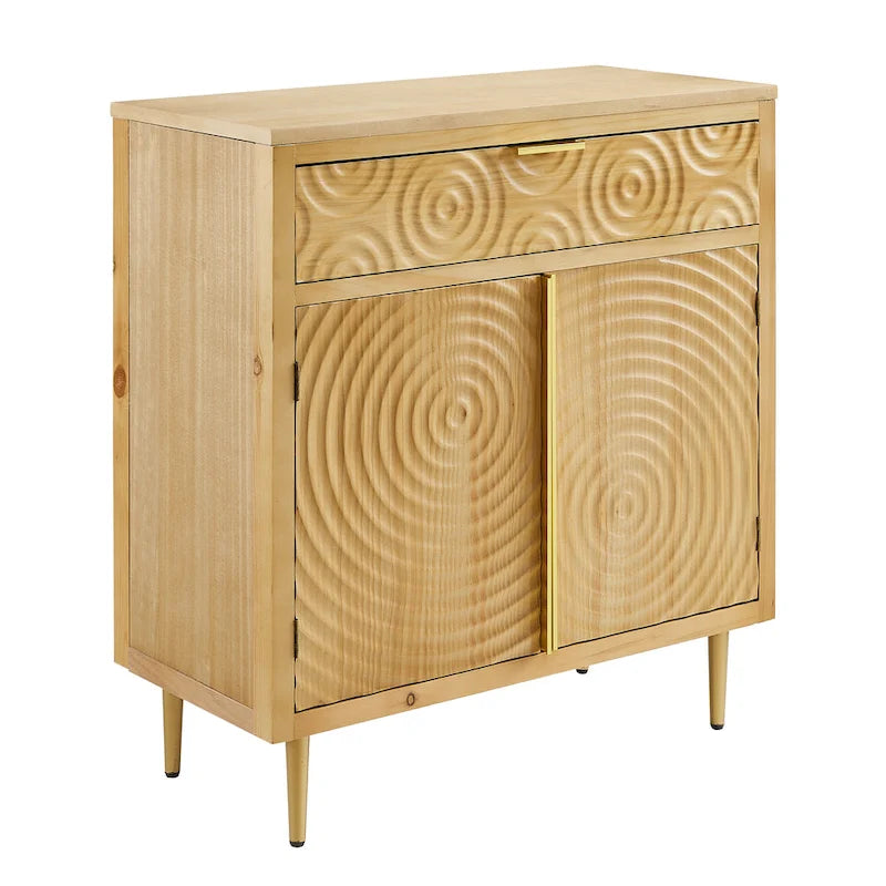Handcrafted Wood Sideboard with 2 Doors - Mid-Century Style