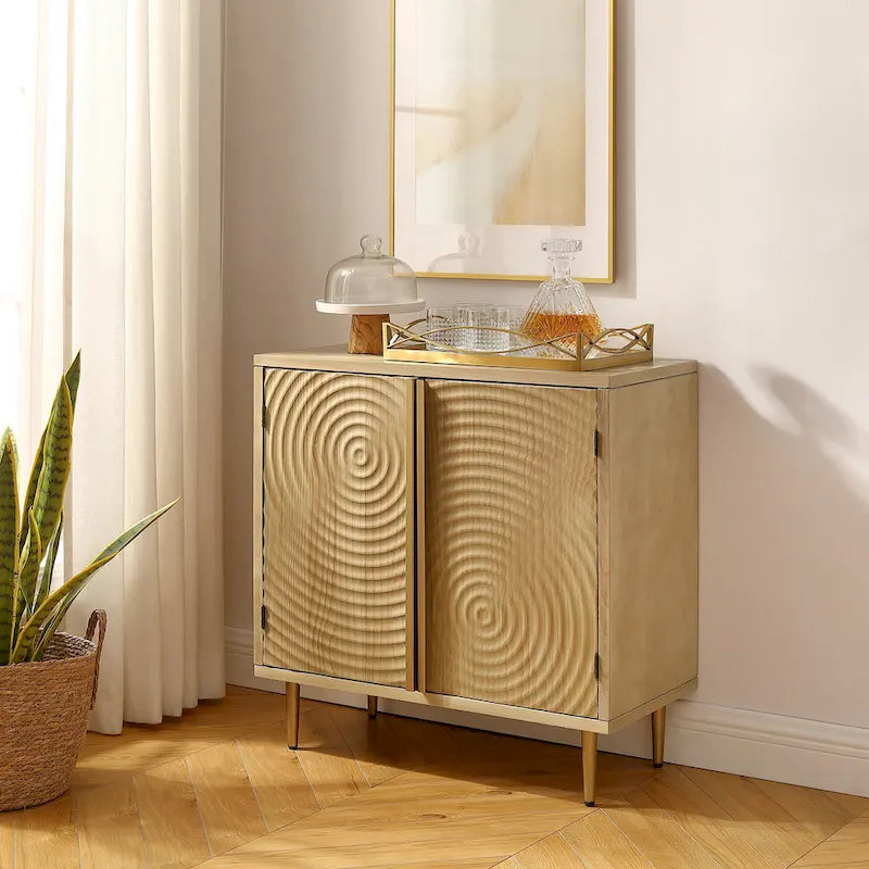 Handcrafted Wood Sideboard with 2 Doors - Mid-Century Style