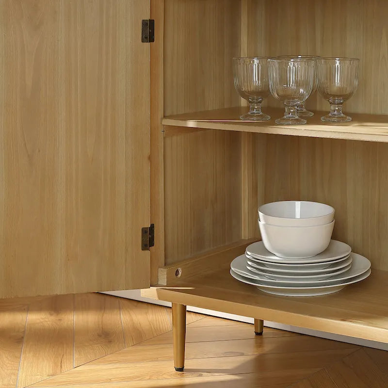 Handcrafted Wood Sideboard with 2 Doors - Mid-Century Style