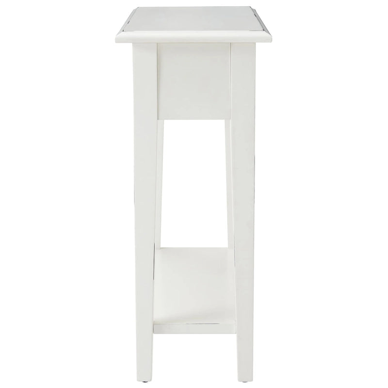 Narrow Side Table with Drawer and Shelf - Medium Oak/Black