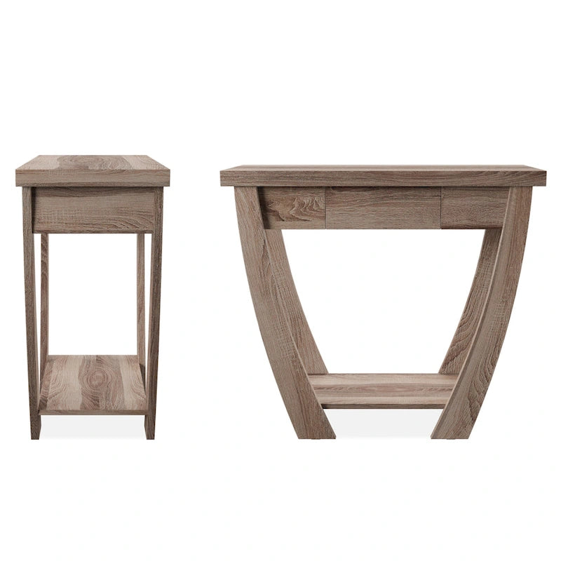 Curved Entryway Storage Console Table - Light Oak/Cappuccino/Black