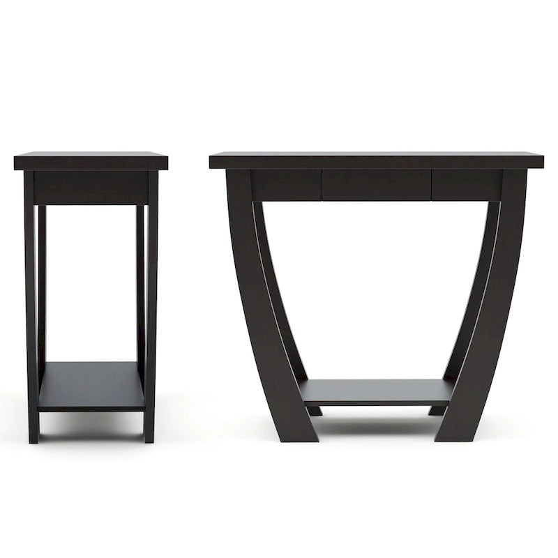 Curved Entryway Storage Console Table - Light Oak/Cappuccino/Black