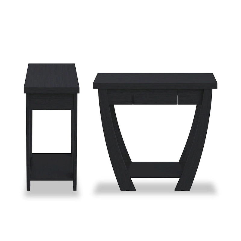 Curved Entryway Storage Console Table - Light Oak/Cappuccino/Black