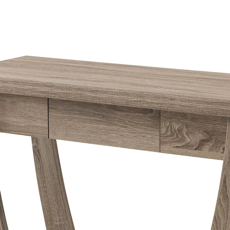 Curved Entryway Storage Console Table - Light Oak/Cappuccino/Black