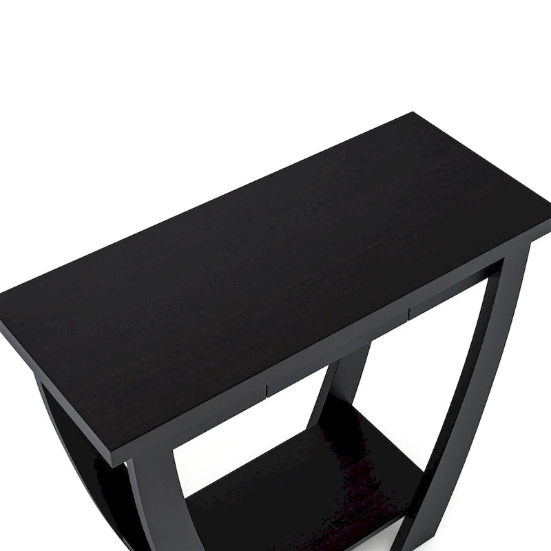 Curved Entryway Storage Console Table - Light Oak/Cappuccino/Black