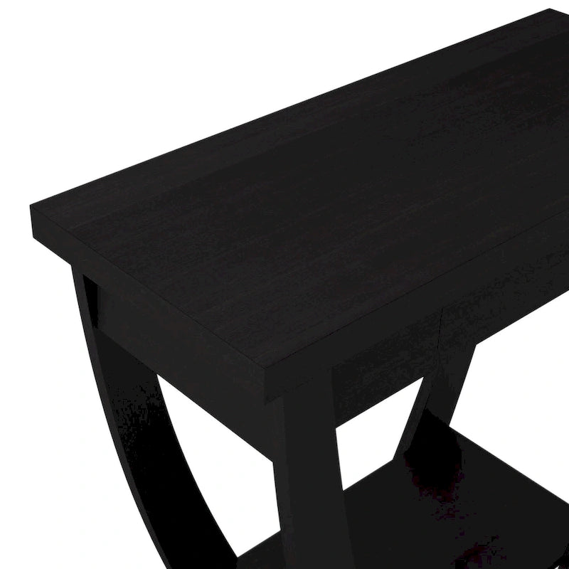 Curved Entryway Storage Console Table - Light Oak/Cappuccino/Black