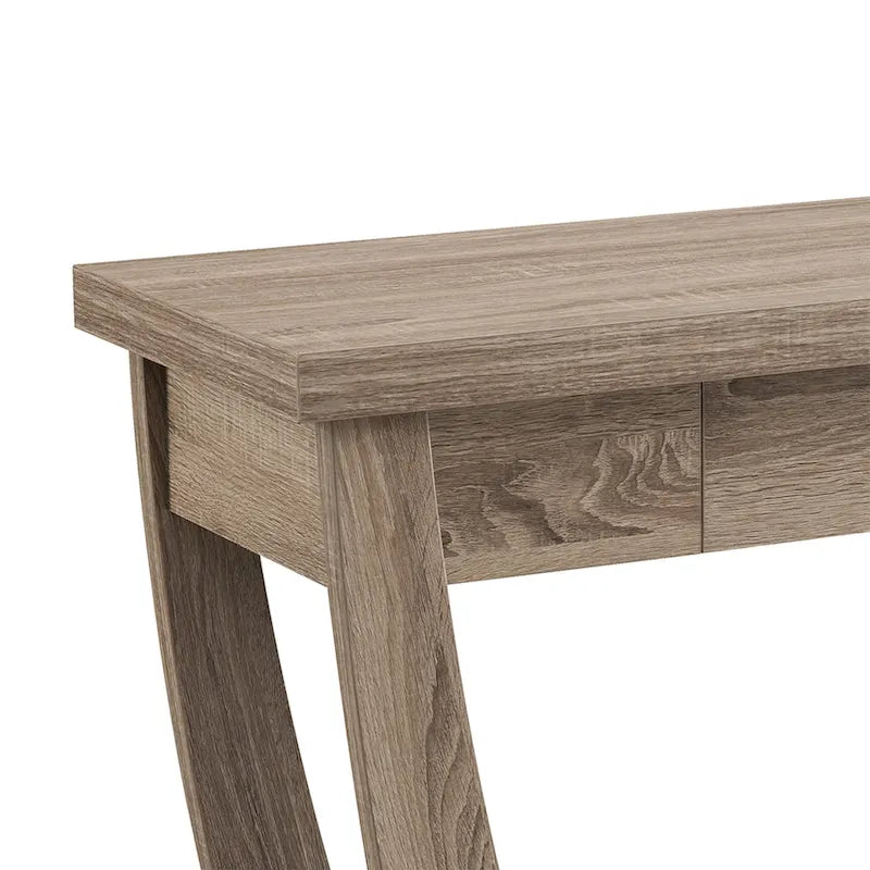 Curved Entryway Storage Console Table - Light Oak/Cappuccino/Black