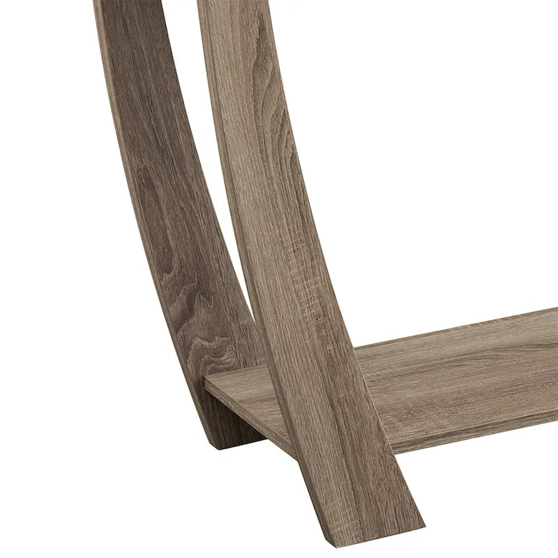 Curved Entryway Storage Console Table - Light Oak/Cappuccino/Black