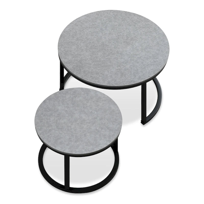 Round Nesting Coffee Table Set - 2 Pieces - Black/White/Grey Options