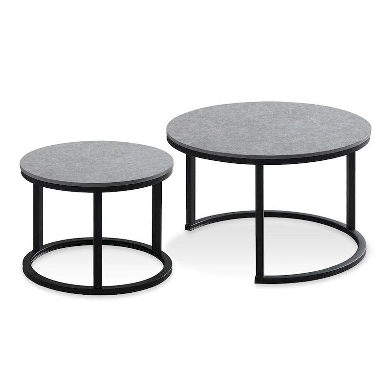 Round Nesting Coffee Table Set - 2 Pieces - Black/White/Grey Options