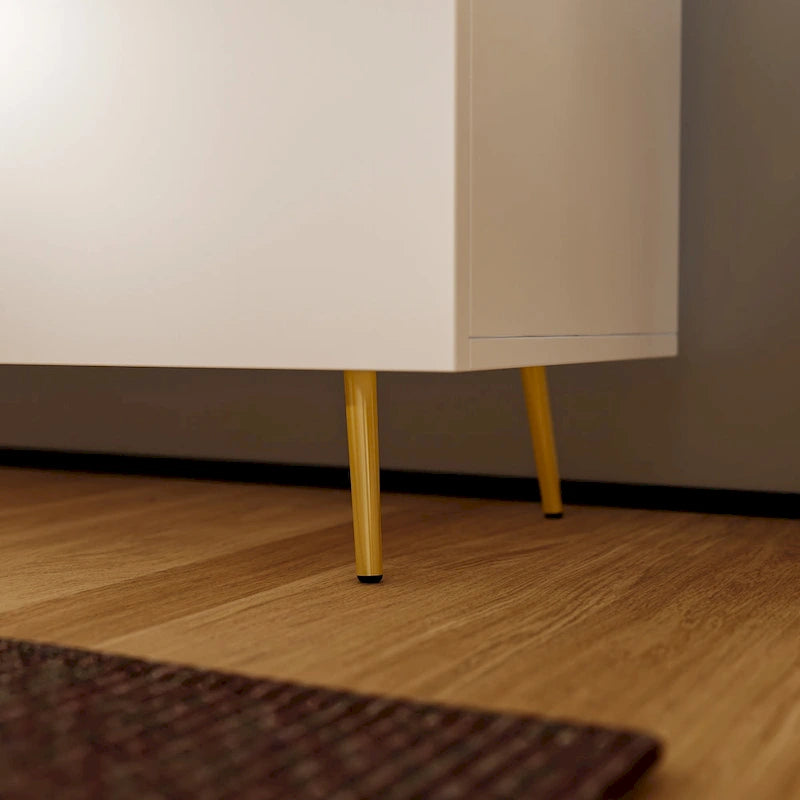 Black TV Stand with Gold Legs - 2 Door Storage for Living Room