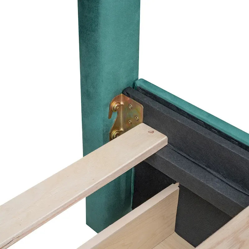 Queen Size Platform Bed with 4 Storage Drawers - Gray Velvet Upholstered