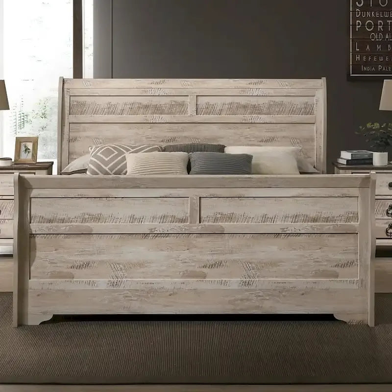 Roundhill Furniture Imerland Contemporary White Wash Finish 3-Piece Bedroom Set