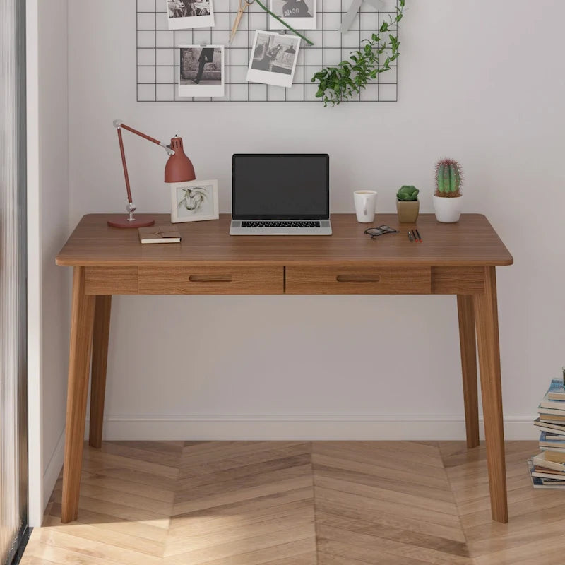 Writing Desk with 2 Drawers - Wood Legs - 47 Inch