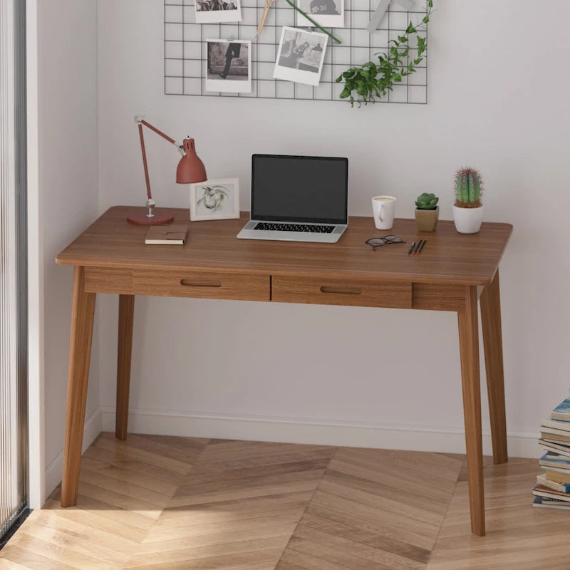 Writing Desk with 2 Drawers - Wood Legs - 47 Inch