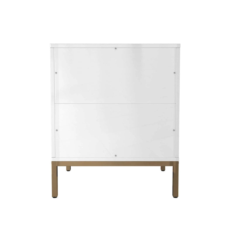 Wooden 2-Drawer Storage Nightstand with Gold Metal Legs