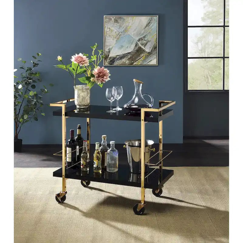 White and Gold 2-Tier Serving Cart