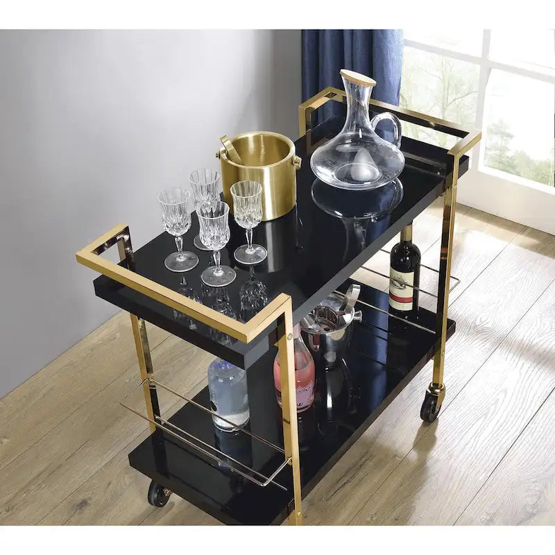 White and Gold 2-Tier Serving Cart