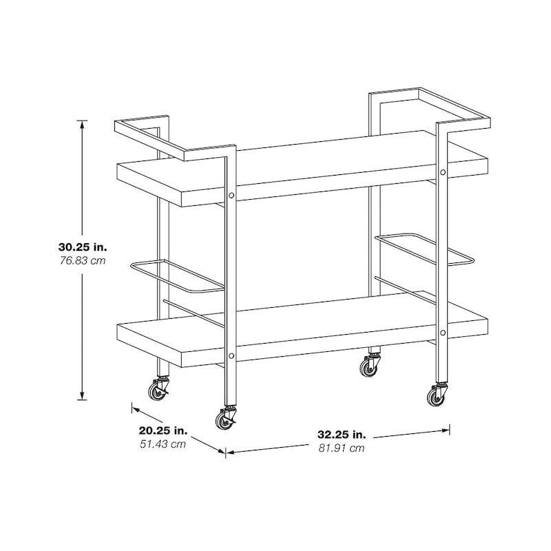 White and Gold 2-Tier Serving Cart