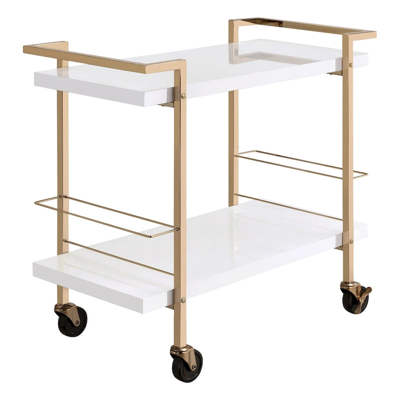 White and Gold 2-Tier Serving Cart