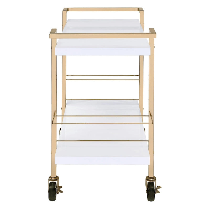 White and Gold 2-Tier Serving Cart