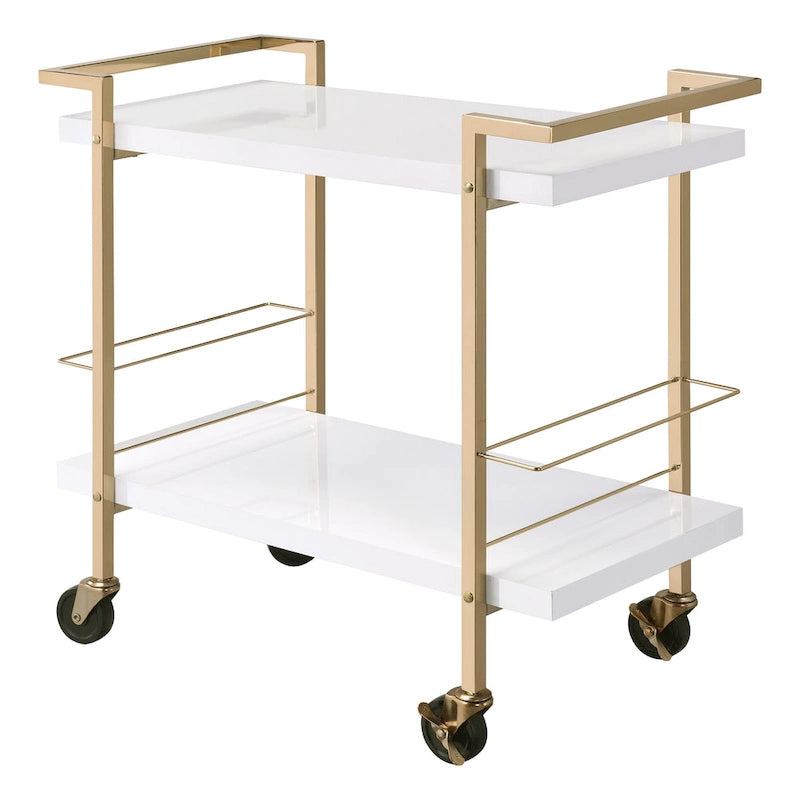 White and Gold 2-Tier Serving Cart