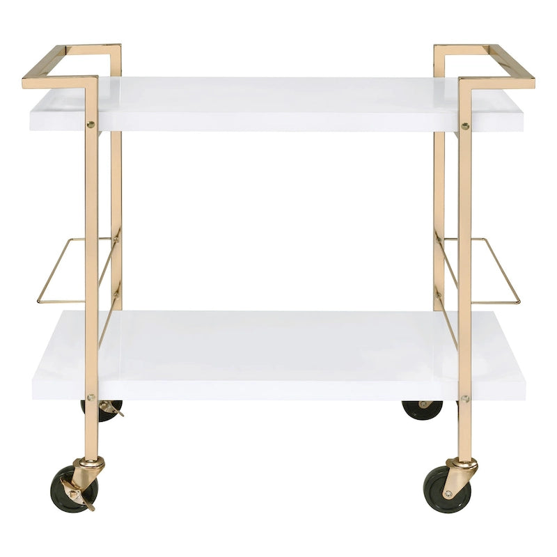 White and Gold 2-Tier Serving Cart