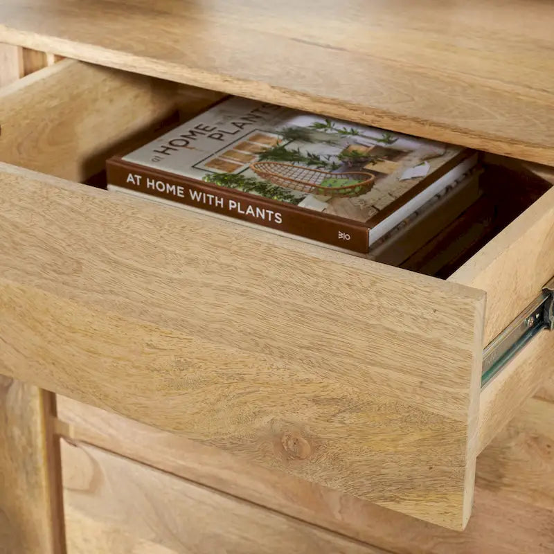 SAFAVIEH Couture Zhanat Natural Wood Sideboard - 63 W x 18 D x 29 H - 63Wx18Dx29H