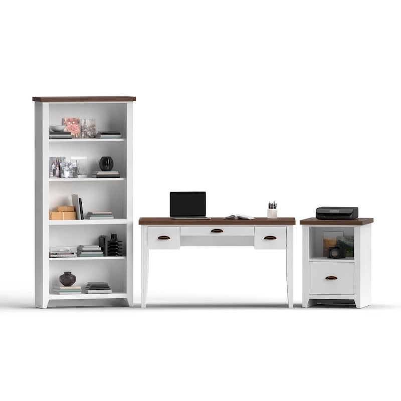 Two-Tone Writing Desk with Bronze Hardware - 53 Inch