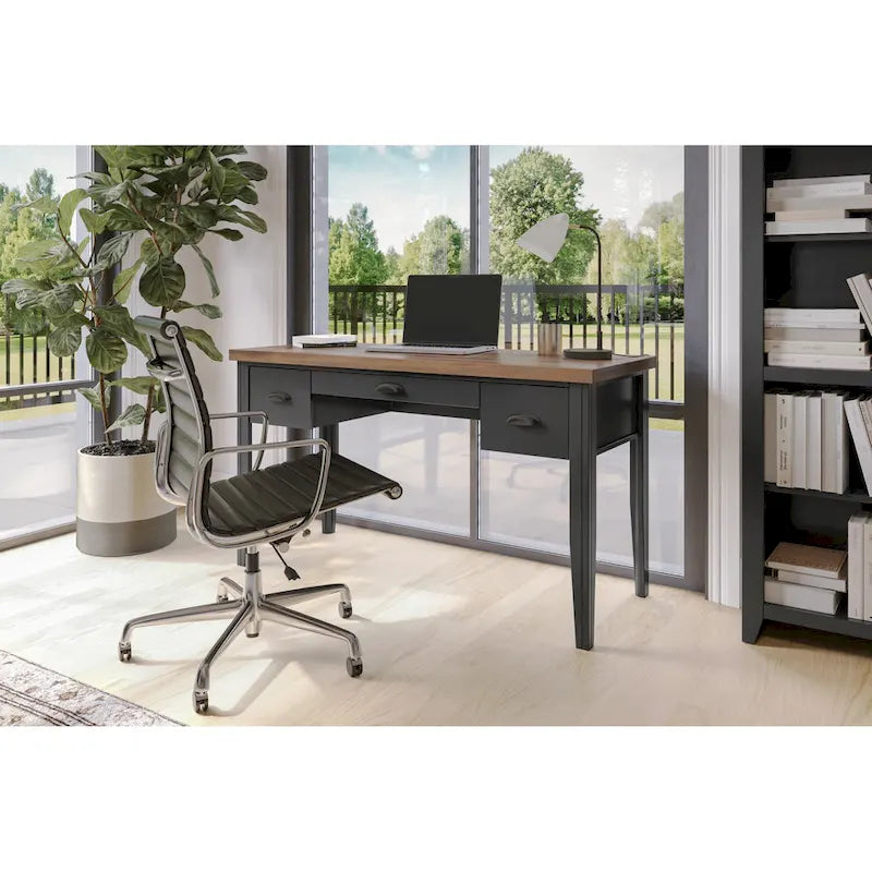 Two-Tone Writing Desk with Bronze Hardware - 53 Inch