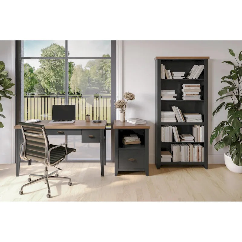 Two-Tone Writing Desk with Bronze Hardware - 53 Inch