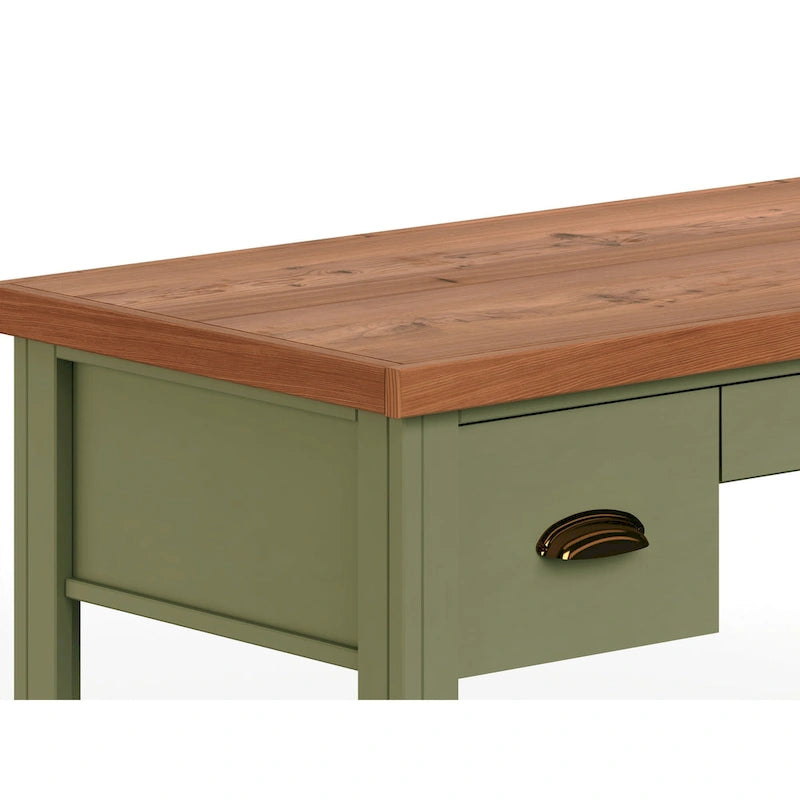 Two-Tone Writing Desk with Bronze Hardware - 53 Inch