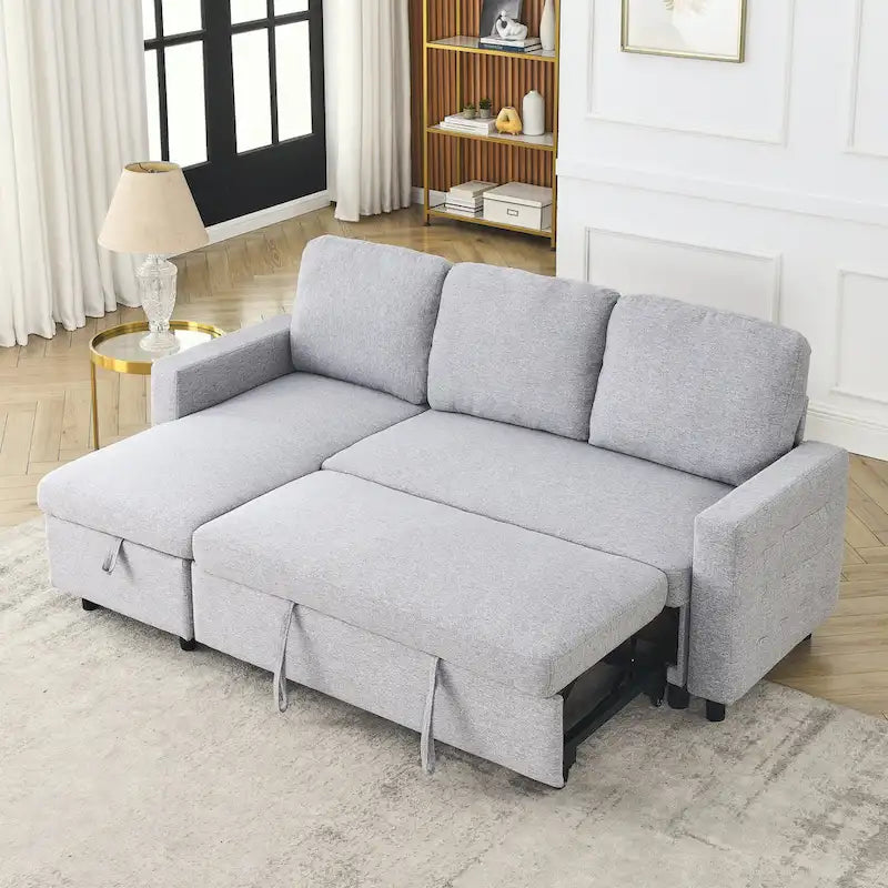 78.8" Reversible L-Shaped Sleeper Sofa - Linen - 3 Person