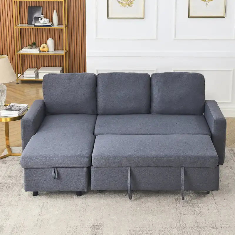 78.8" Reversible L-Shaped Sleeper Sofa - Linen - 3 Person