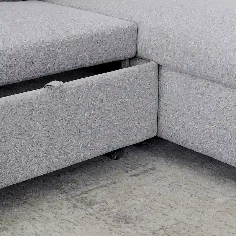 78.8" Reversible L-Shaped Sleeper Sofa - Linen - 3 Person