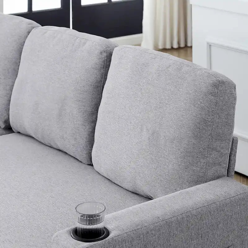 78.8" Reversible L-Shaped Sleeper Sofa - Linen - 3 Person